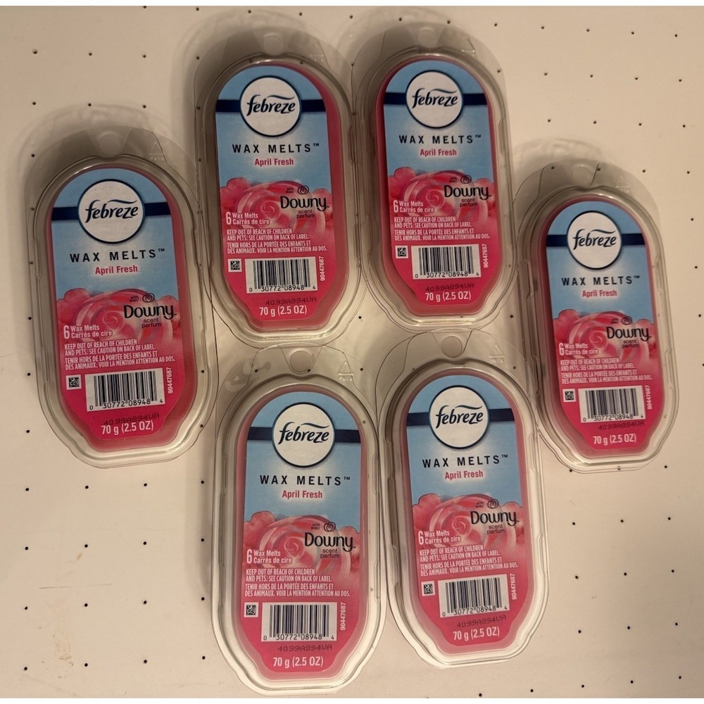 6 Pack Febreze Wax Melts Downy Scent April Fresh Air Freshener 6ct each pack NEW